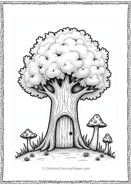 Fairy Tale Whimsical Tree With A Door Free PDF Printable