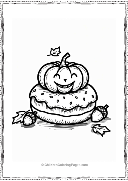 Fall Pumpkin Donut Illustration Free PDF Printable