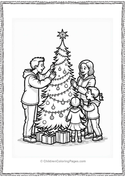 Family Decorating A Christmas Tree Free PDF Printable