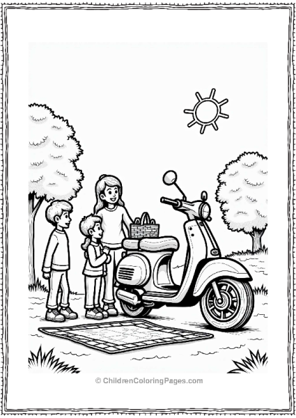 Family Picnic Beside Motorcycle Free PDF Printable