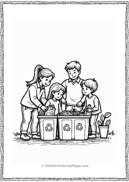 Spring Family Recycling Together In Spring Free PDF Printable