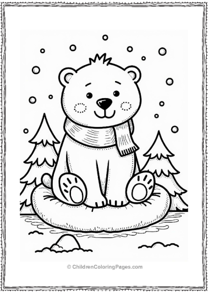 Festive Polar Bear In A Winter Scene Free PDF Printable