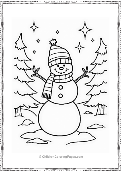 Christmas Festive Snowman In A Winter Landscape Free PDF Printable
