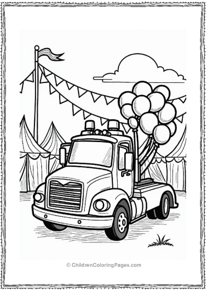 Festive Tow Truck With Balloons Free PDF Printable