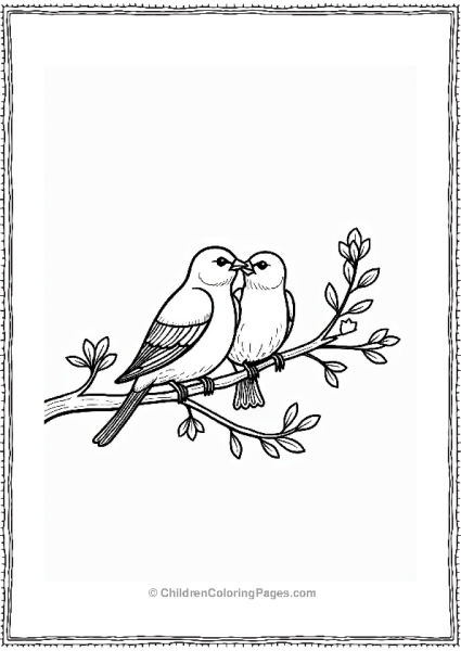 Spring Finches Chirping On A Branch Free PDF Printable