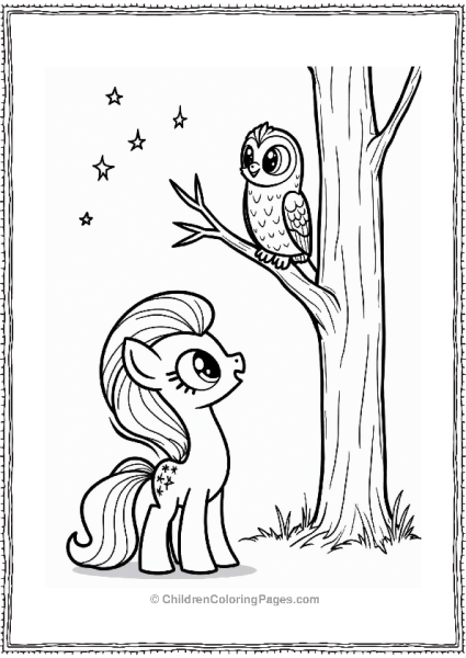 Fluttershy And The Wise Owl Under Stars Free PDF Printable