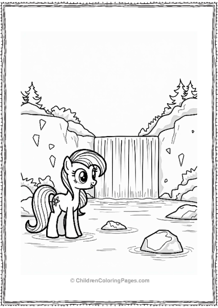 Fluttershy By A Gentle Waterfall Free PDF Printable