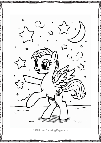 Fluttershy Dancing Under Stars Free PDF Printable