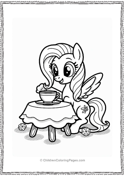 Fluttershy Enjoying Tea Time Free PDF Printable