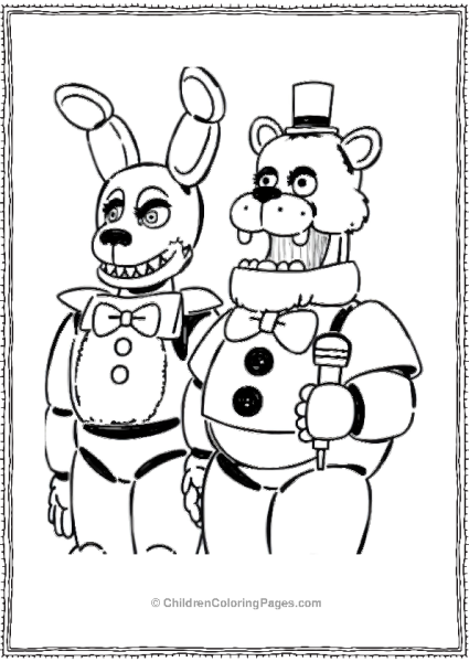 Freddy And Bonnie Five Nights At Freddy’s Coloring Page Free PDF Printable