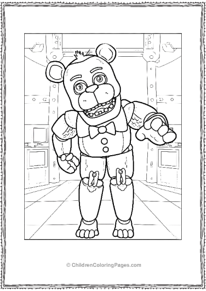 Freddy Fazbear Five Nights At Freddy’sColoring Page Standing In Security Free PDF Printable