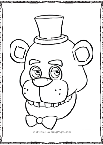 Freddy Fazbear Head With A White Hat Five Nights At Freddy’s Coloring Page Free PDF Printable