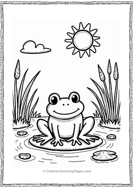 Spring Friendly Frog On A Lily Pad Free PDF Printable