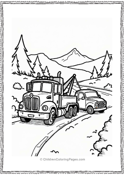 Friendly Tow Truck Assisting Broken Down Vehicle Free PDF Printable