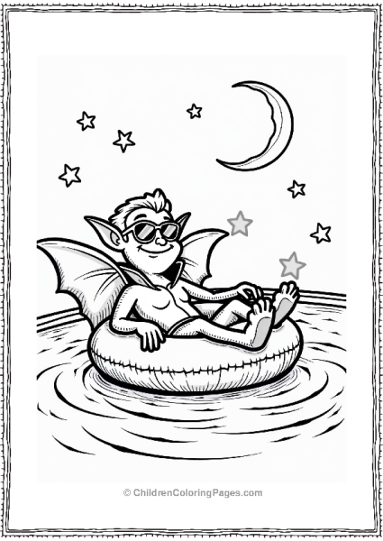 Friendly Vampire At Hotel Pool Free PDF Printable