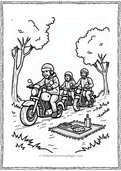 Friends On Motorcycles Taking A Break Free PDF Printable