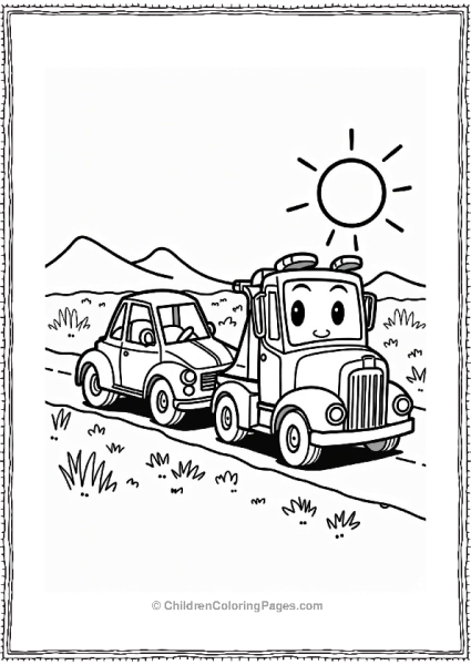 Gani The Tow Truck Saves The Day Tayo Coloring Page Free PDF Printable