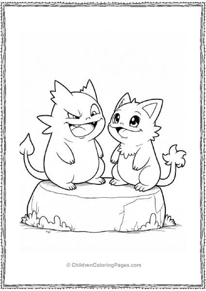 Gengar And Meowth Having Funny Face Contest Free PDF Printable