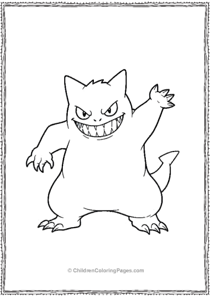 Gengar In Defensive Stance Eyes Glowing And Claw Free PDF Printable