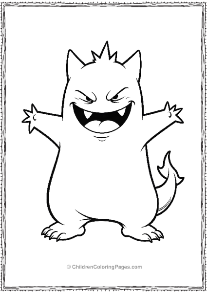 Gengar Laughing With Eyes Squinted And Tongue Stic Free PDF Printable