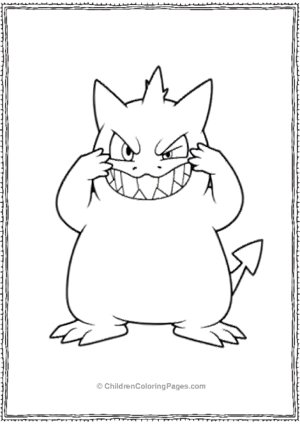 Gengar Making Silly Face Hands Pulling Free PDF Printable