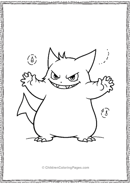 Gengar Preparing A Curse Attack With Shadow Symbol Free PDF Printable