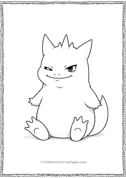 Gengar Sitting Relaxed With One Eye Open And A Smile Free PDF Printable