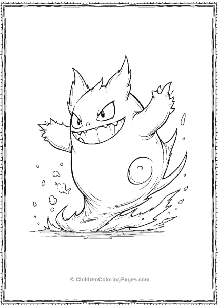 Gengar Spinning Rapidly In Ghost Tornado Free PDF Printable