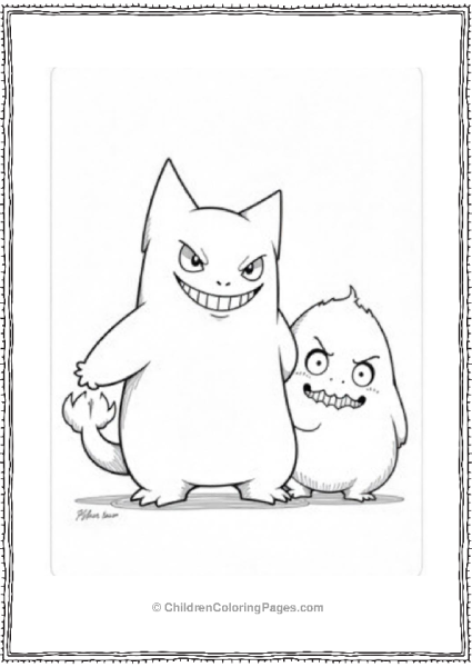 Gengar Standing Beside Haunter Gastly Floa Free PDF Printable