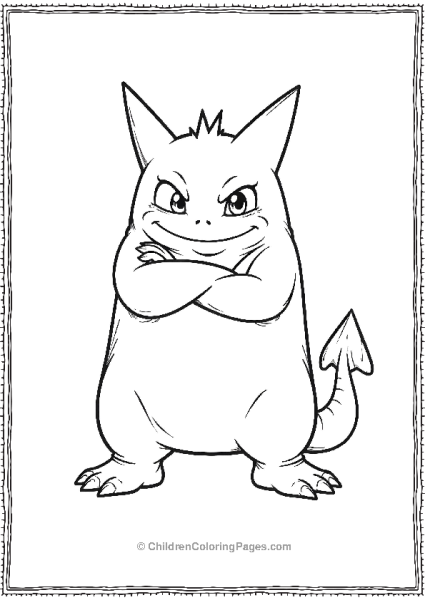 Gengar Standing Proudly With Arms Crossed And Eyes Free PDF Printable