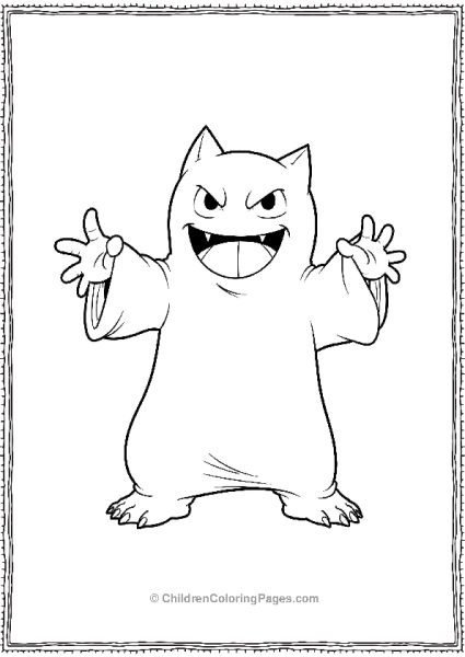 Gengar Standing With Arms Outstretched Like A Ghost Free PDF Printable