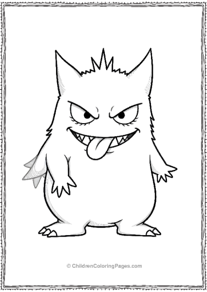 Gengar With Both Eyes Crossed And Tongue Sticking Free PDF Printable