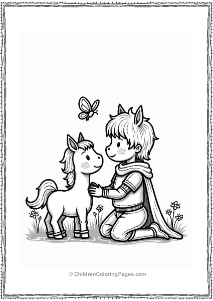 Gentle Knight With Pony And Butterfly Free PDF Printable