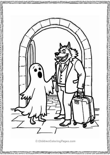 Ghost And Werewolf At Hotel Transylvania Entrance Free PDF Printable