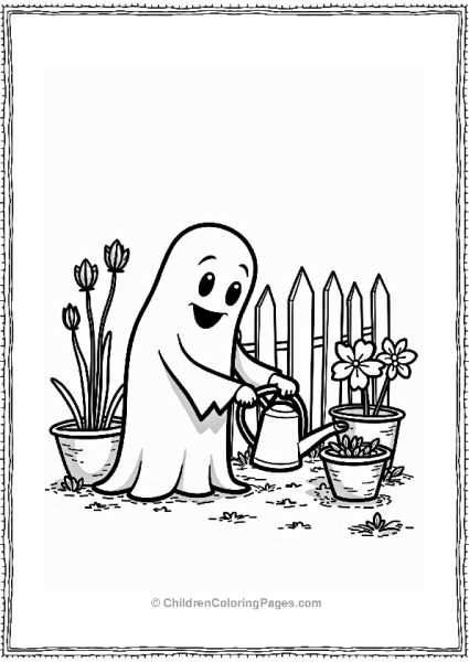 Ghost Watering Plants In Hotel Garden Free PDF Printable