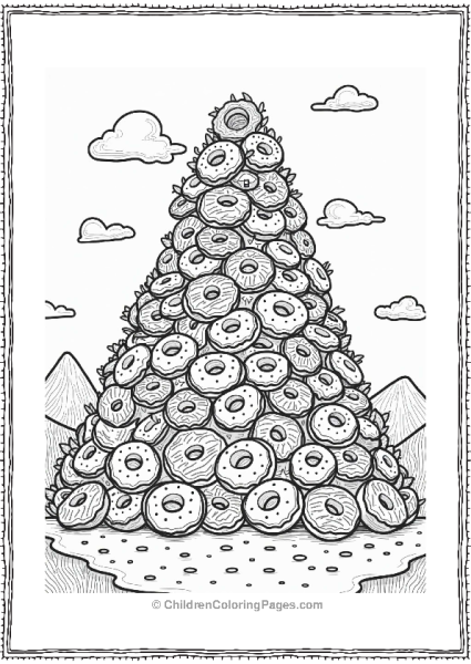 Giant Donut Mountain Under A Blue Sky Free PDF Printable