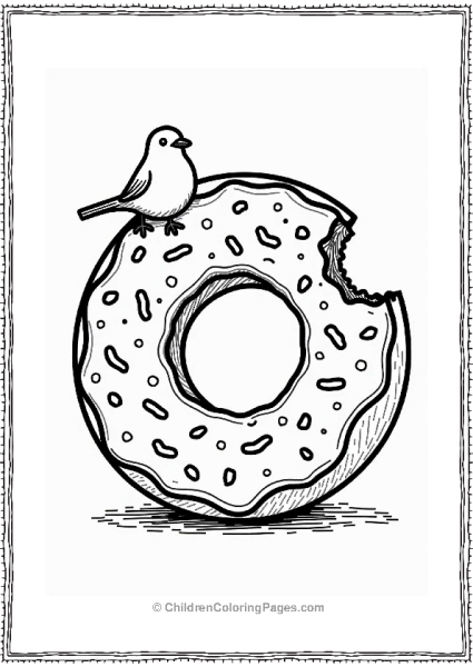 Giant Donut With A Bite And Bird Free PDF Printable