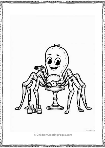 Giant Spider Getting A Pedicure Free PDF Printable