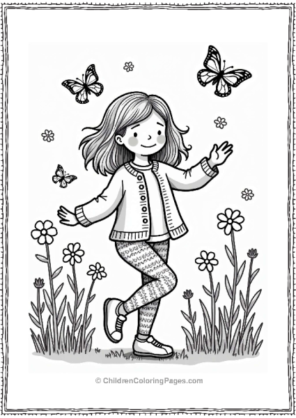 Spring Girl Dancing In A Colorful Garden Free PDF Printable