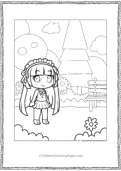 Girl In Park Gacha Life Coloring Pages Free PDF Printable