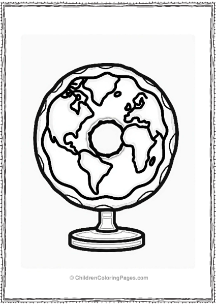 Globe Shaped Donut Coloring Page Free PDF Printable