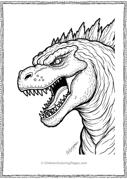 Godzilla Closeup Free PDF Printable