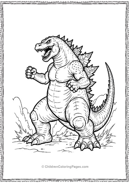 Godzilla Slamming His Fist On Ground Free PDF Printable