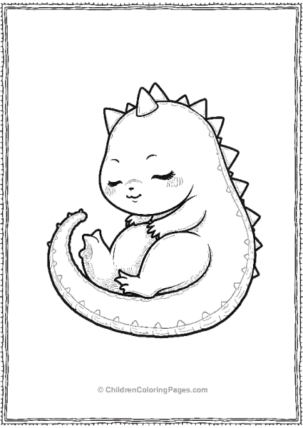 Godzilla Sleeping Curled Up Free PDF Printable