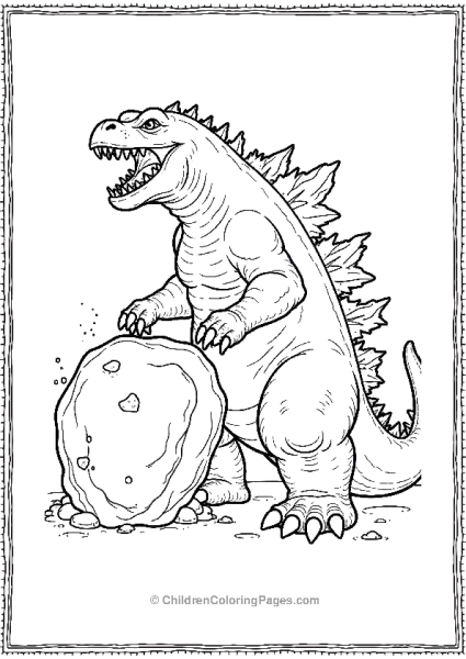 Godzilla Smashing A Boulder In His Hands Free PDF Printable