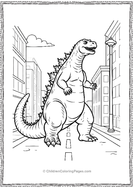 Godzilla Standing At The End Of The Street Free PDF Printable