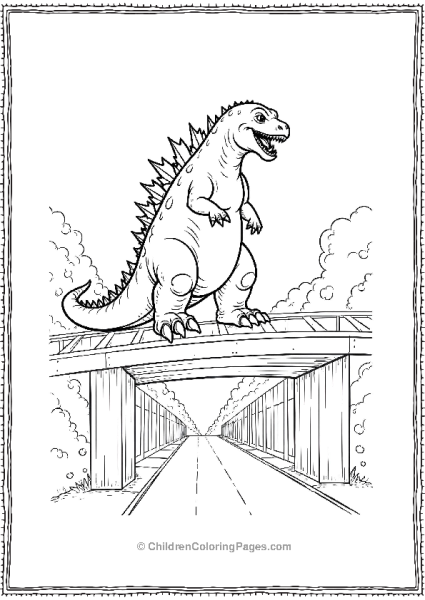 Godzilla Stepping On A Bridge Free PDF Printable