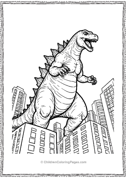 Godzilla Towering Over Sky Scraper Free PDF Printable