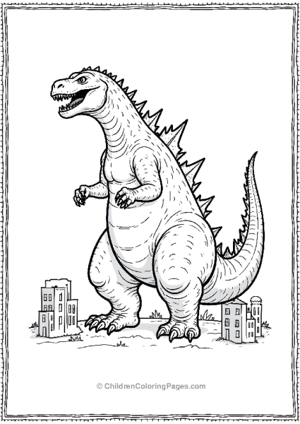 Godzilla Towering Over Tiny Building Free PDF Printable