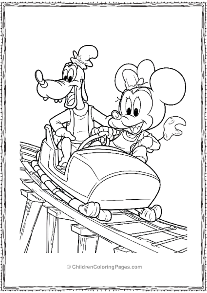 Goofy And Mickiey Mouse Riding Roller Coaster Free PDF Printable